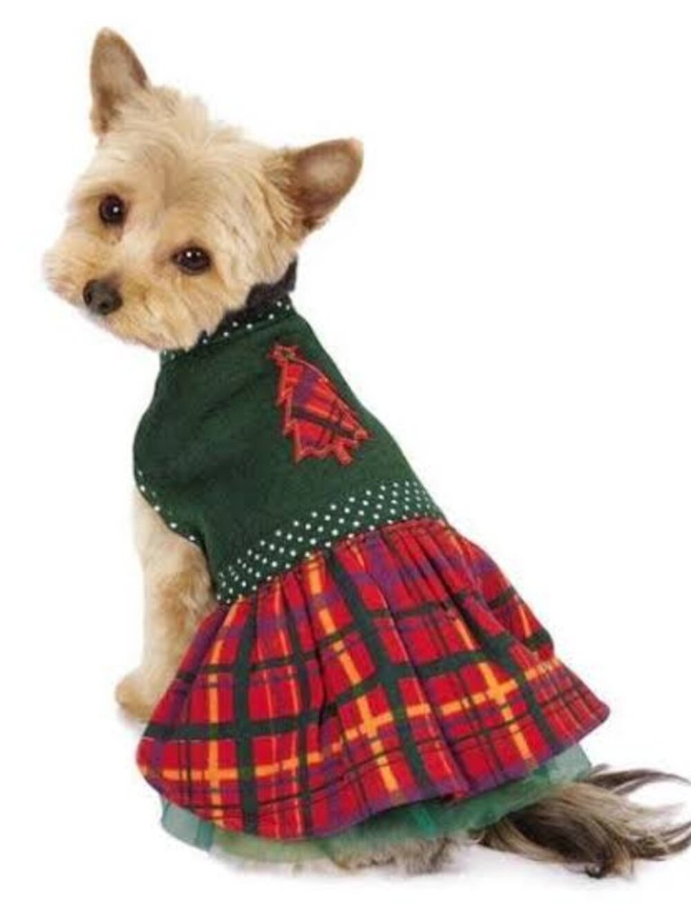Velvet Holly Days Plaid Velvet Dog Dress